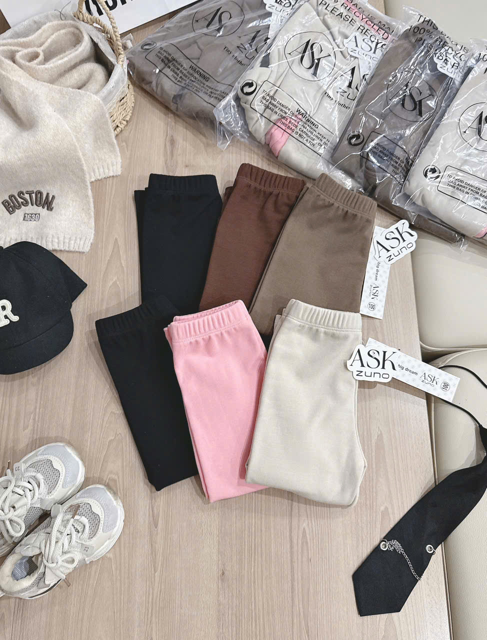 CB44- SET 3 QUẦN LEGGING TRƠN ZIP LÔNG TRAI GÁI