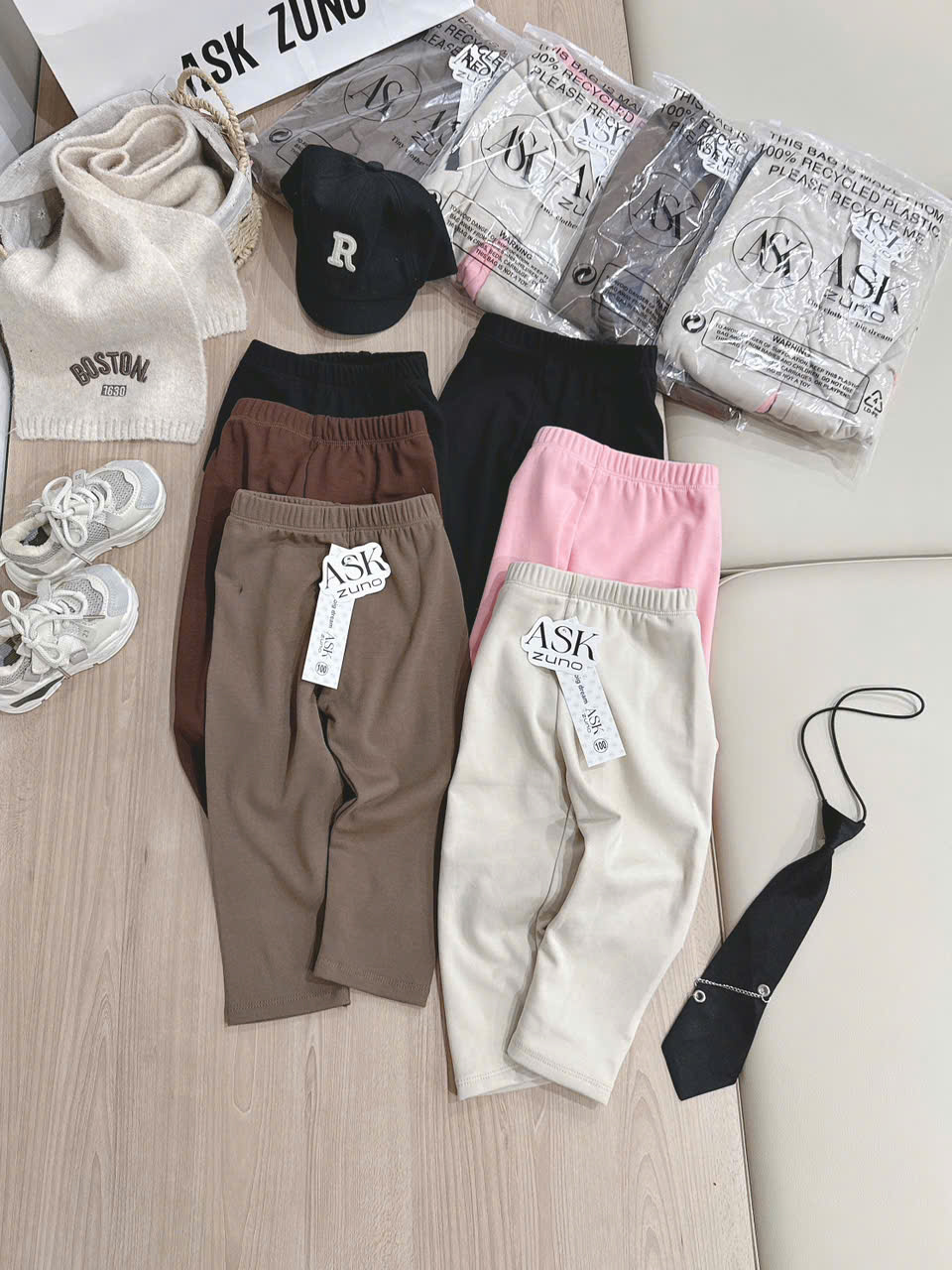 CB44- SET 3 QUẦN LEGGING TRƠN ZIP LÔNG TRAI GÁI