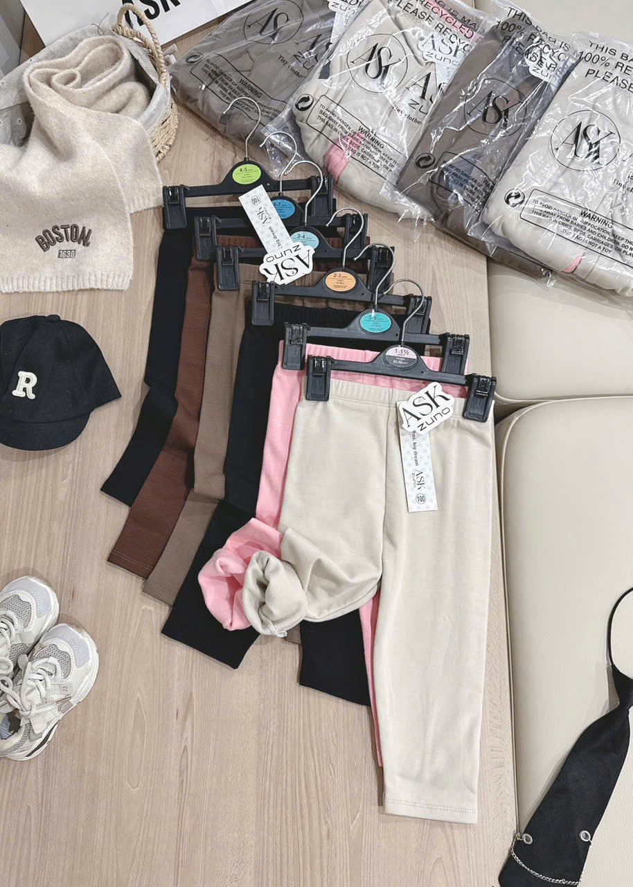 CB44- SET 3 QUẦN LEGGING TRƠN ZIP LÔNG TRAI GÁI