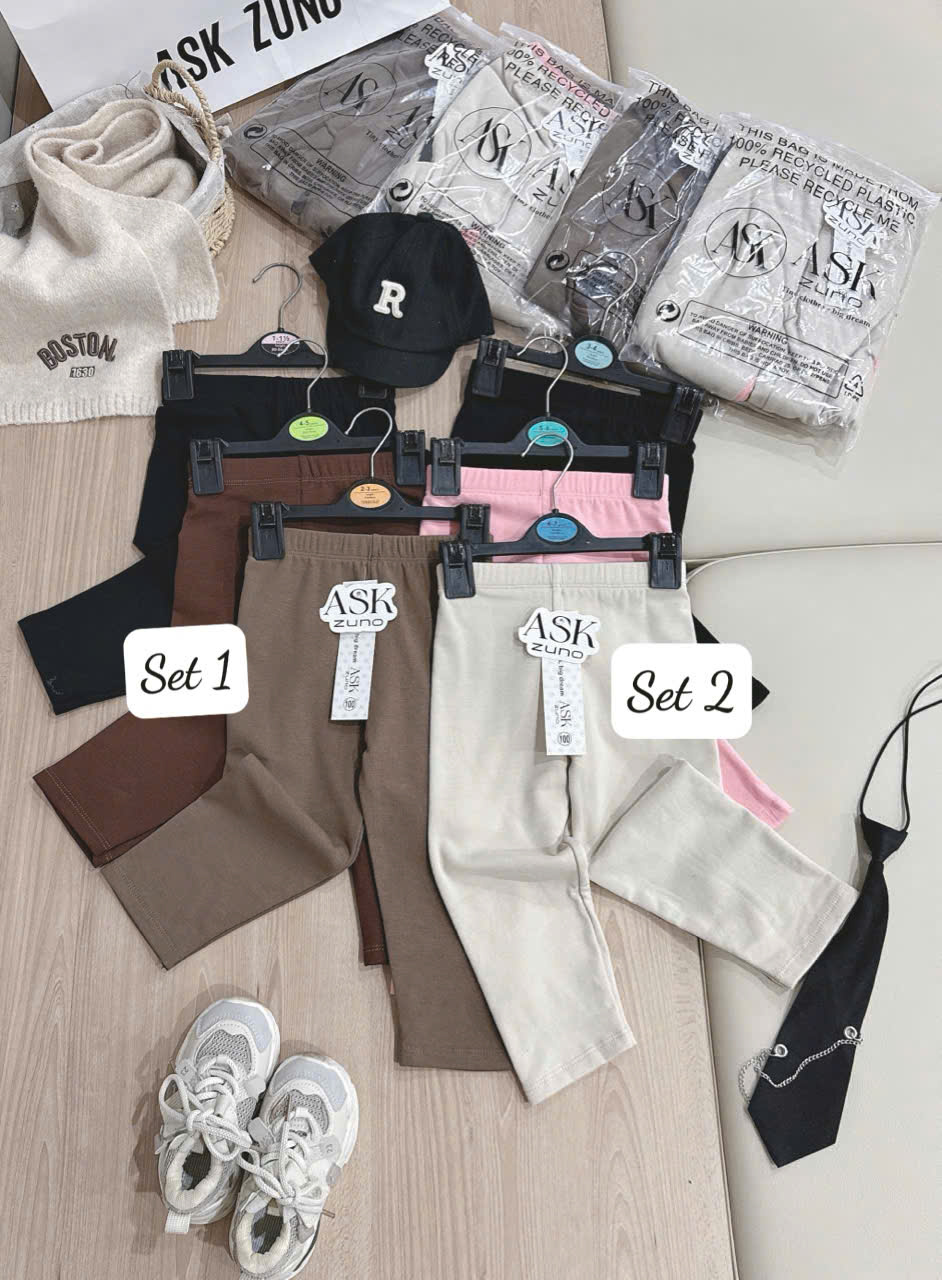 CB44- SET 3 QUẦN LEGGING TRƠN ZIP LÔNG TRAI GÁI