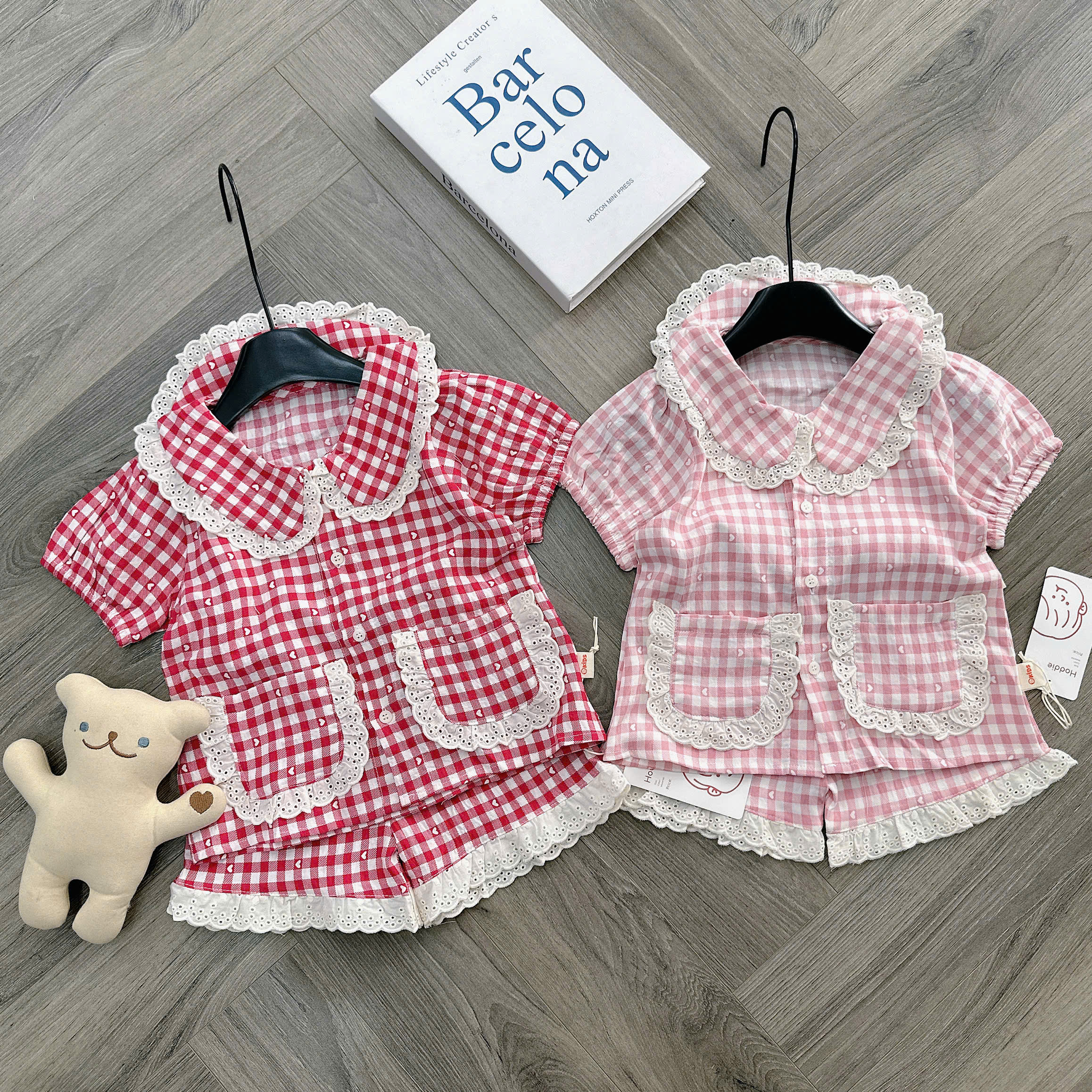 OBC03 - BỘ PYJAMA KẺ PHỐI REN O KIDS