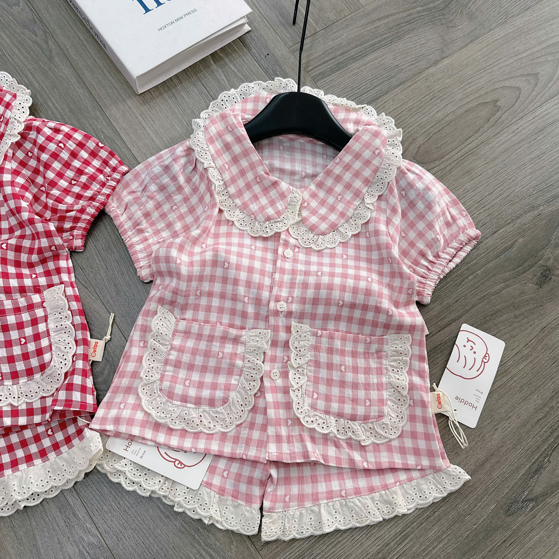 OBC03 - BỘ PYJAMA KẺ PHỐI REN O KIDS