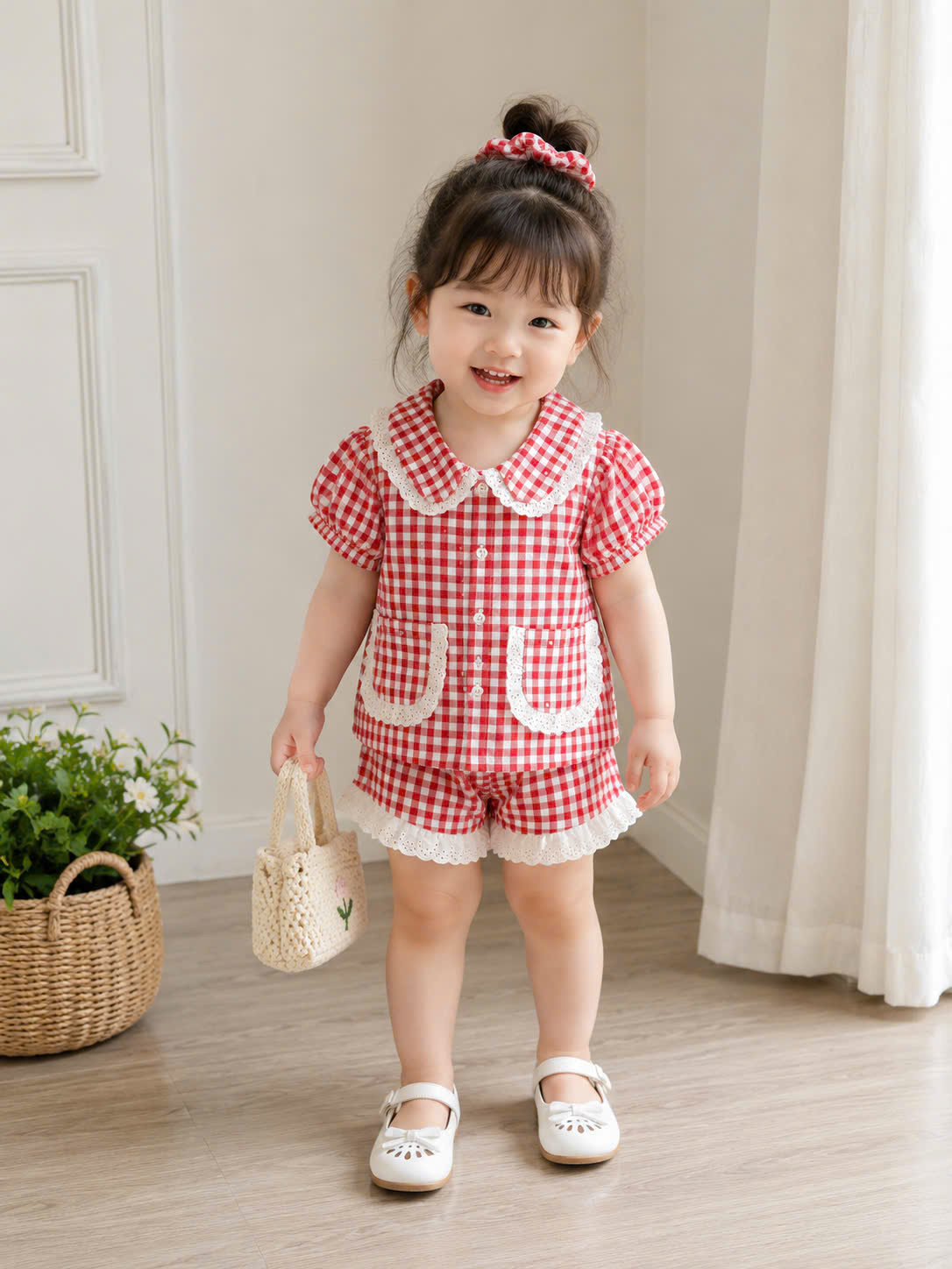 OBC03 - BỘ PYJAMA KẺ PHỐI REN O KIDS
