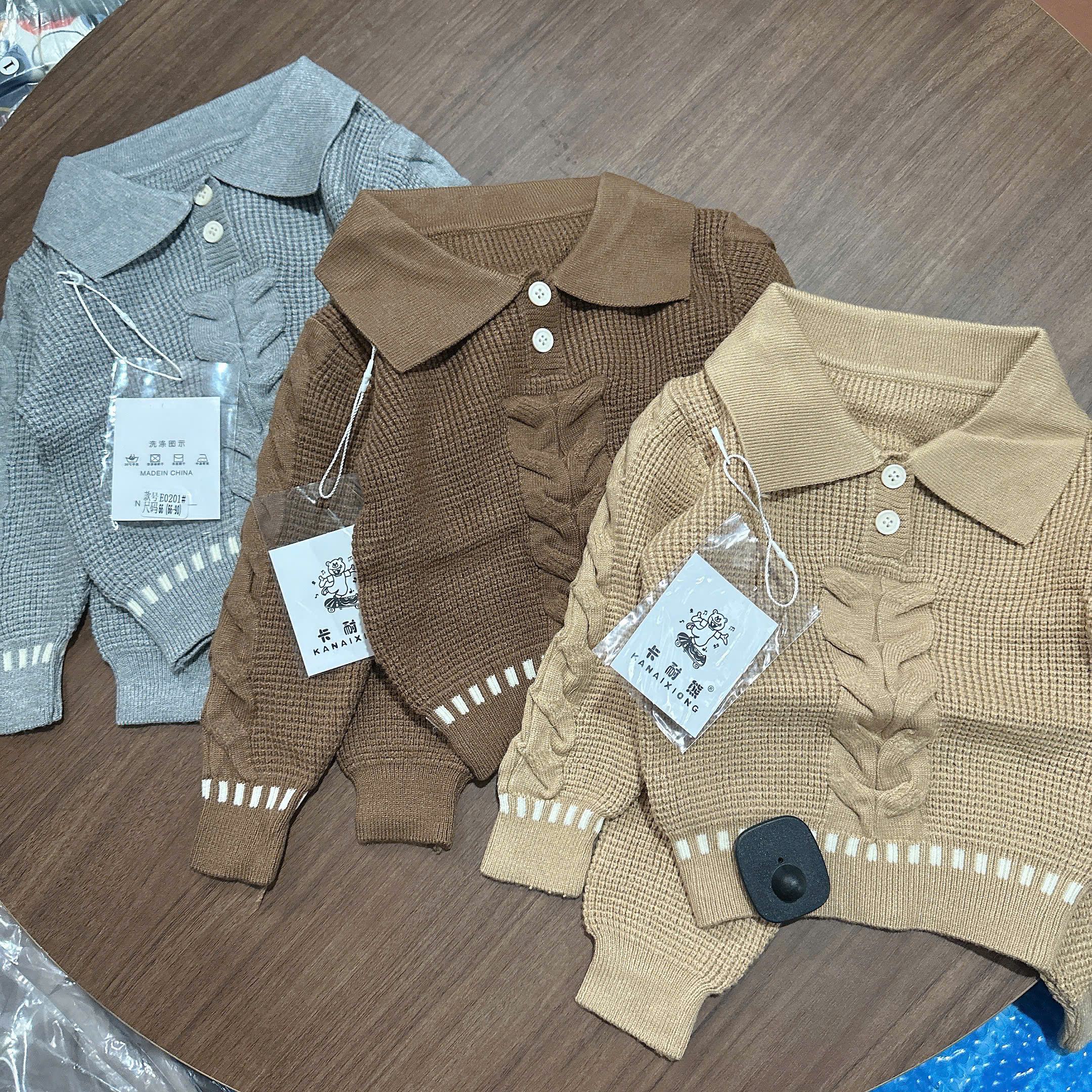 Set bộ len cổ bẻ trơn E0201