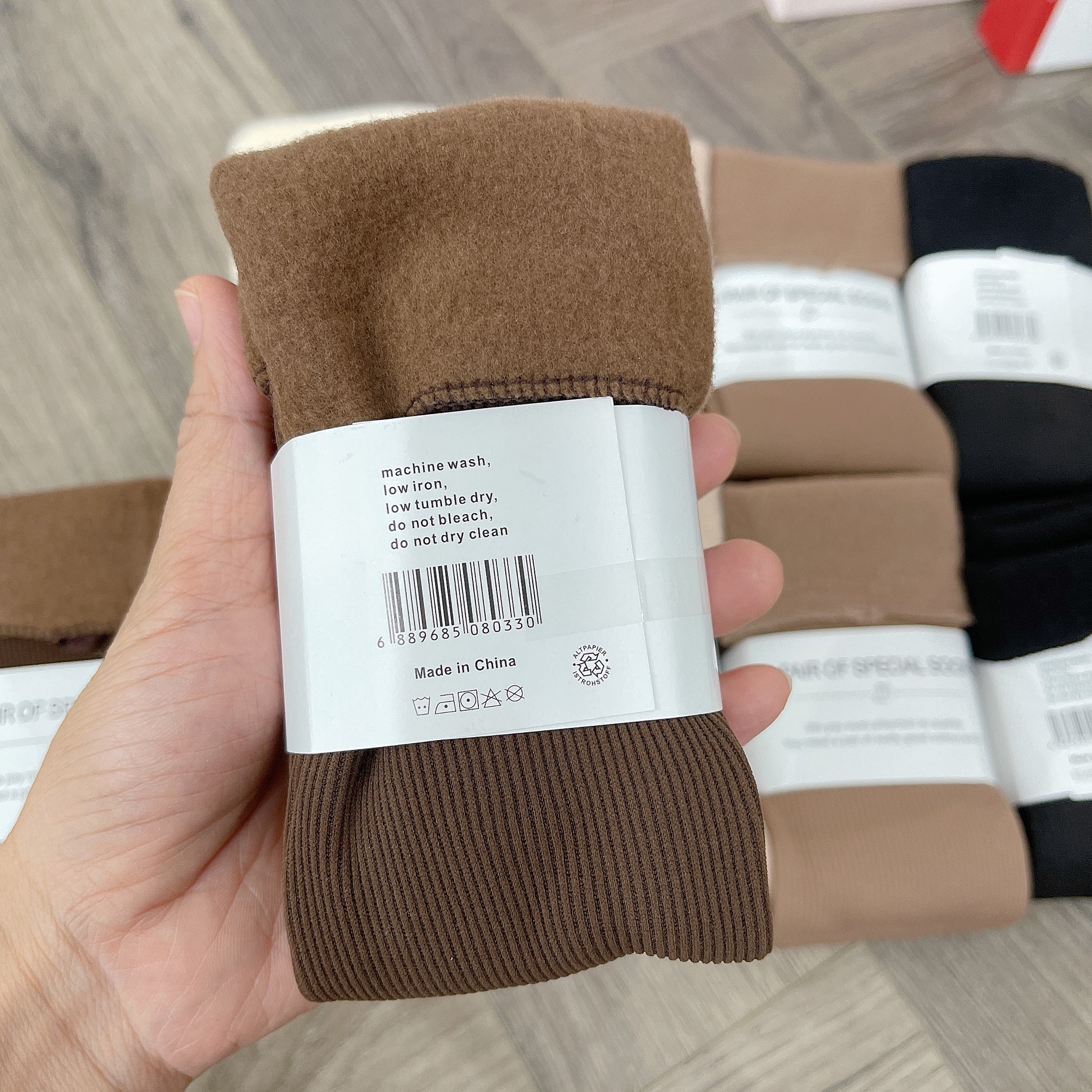 VỈ 10 ĐÔI TẤT GÂN TRƠN LÓT LÔNG