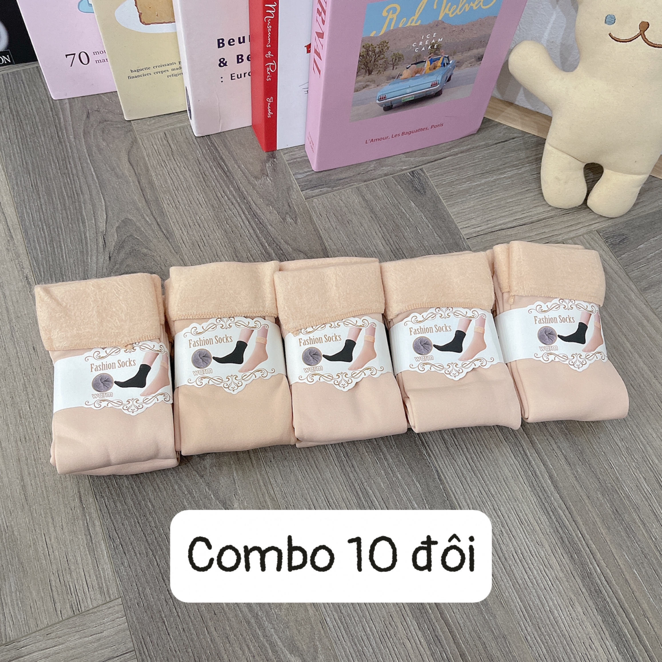 VỈ 10 ĐÔI TẤT LÓT LÔNG DA