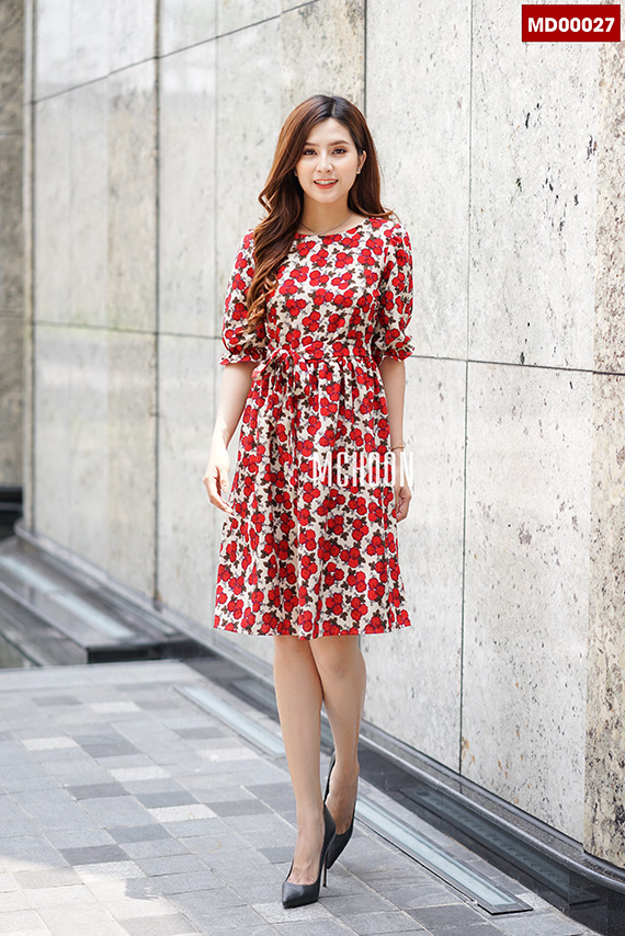 ĐẦM HOA TAY NHÚN-MD00027