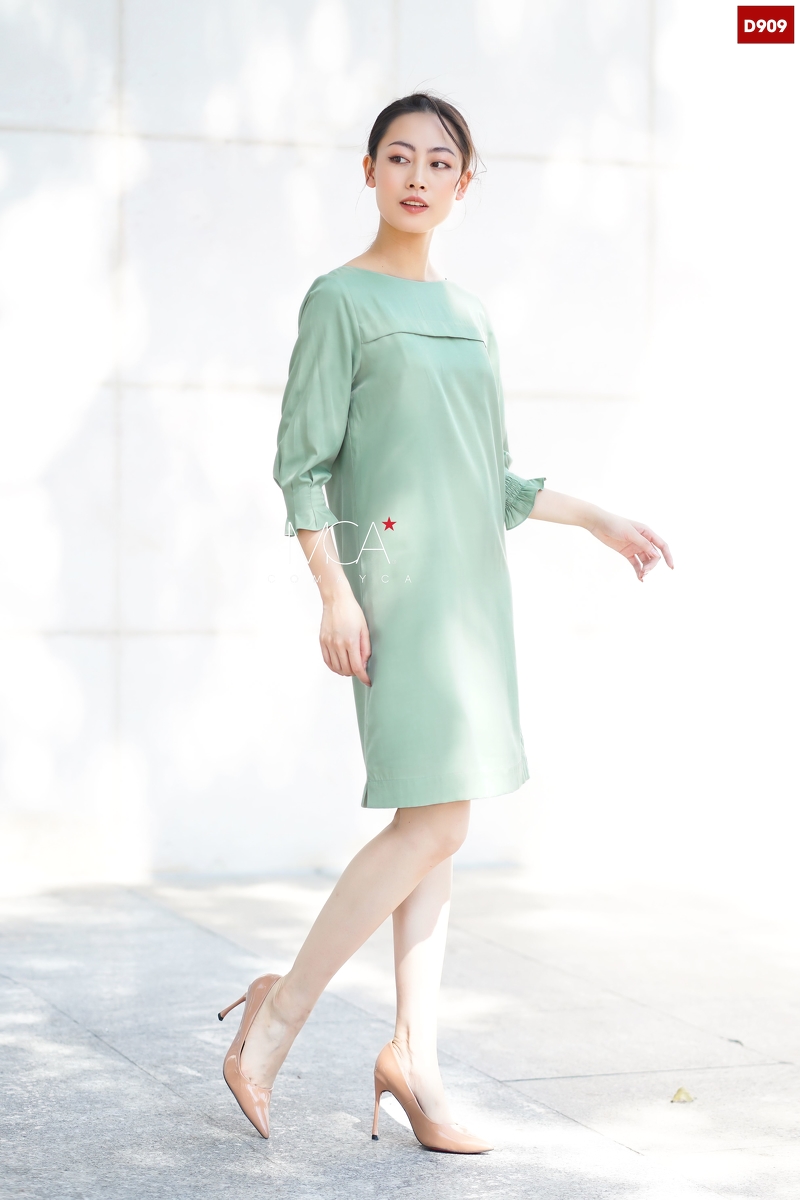 AV33 Váy chiffon sọc kẻ xòe cổ ngang vai 2 dây to - yishop.com.vn