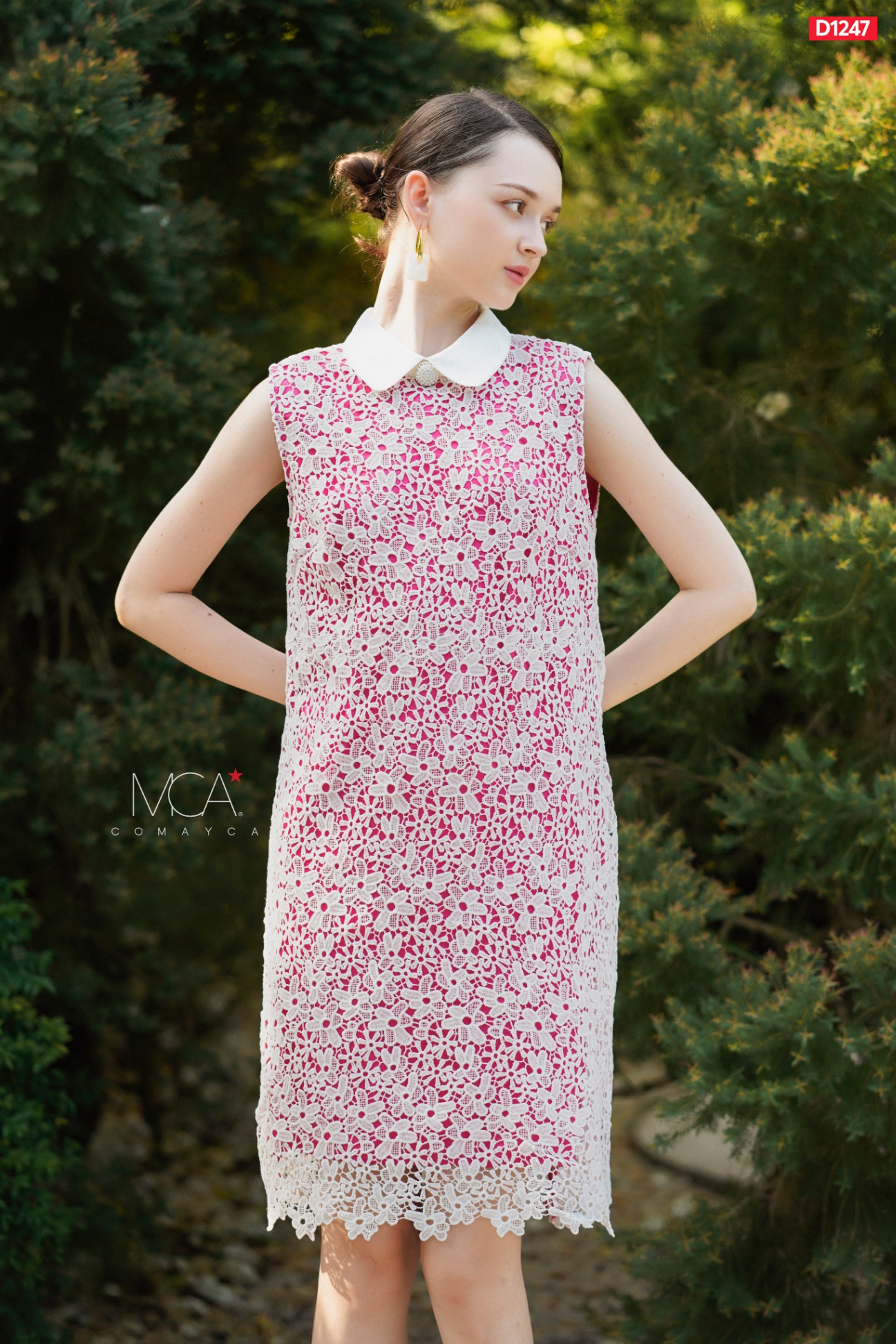 Đầm ren trắng dự tiệc phối đăng ten dáng chữ A KK165-18 | Thời trang công  sở K&K Fashion