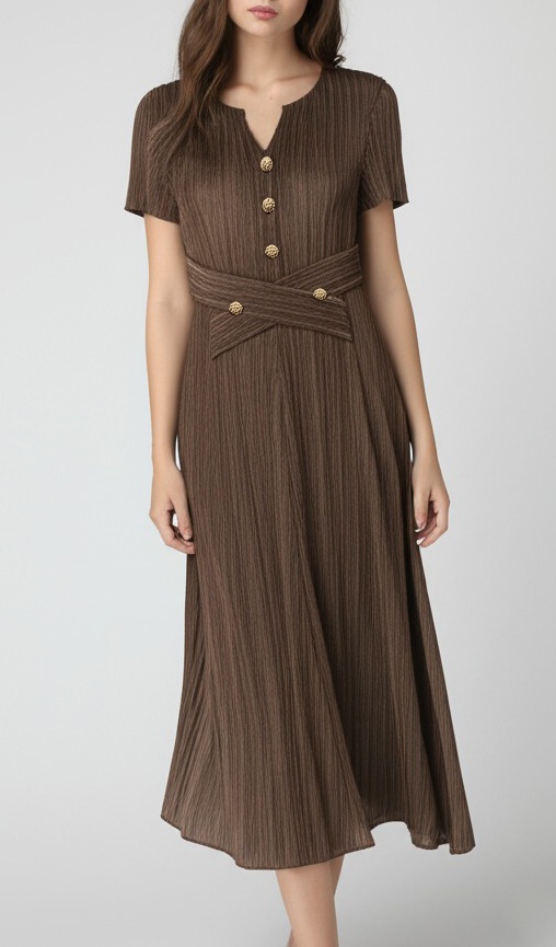 ĐẦM XỐP DẠ CHÉO EO -MD01014