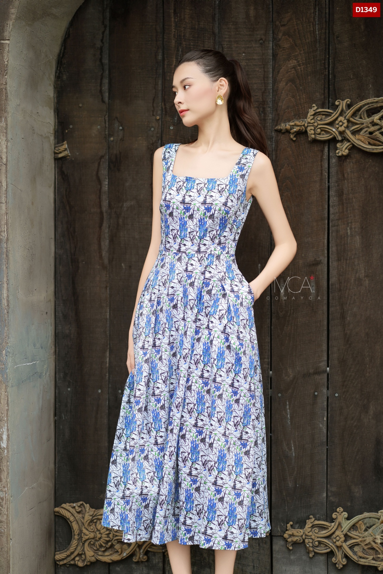 ĐẦM CỔ VUÔNG PLY BUNG-D1349