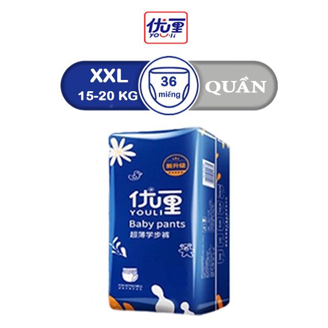 Tã Bỉm YOULI Xanh Quần Size XXL36*2 cho bé 15-20kg