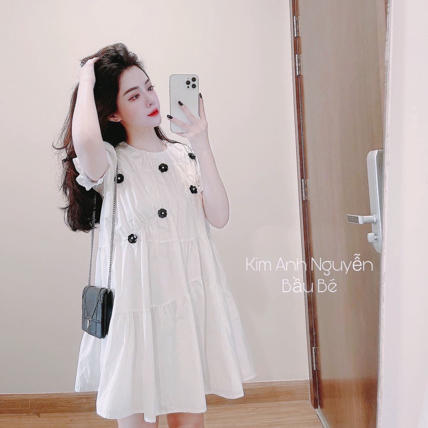 Váy bầu thô trắng Cao Cấp họa tiết hoa nổi đục lỗ kèm váy 2 dây lót trong  siêu mềm mát và thoải mái - SBV157 | Shopee Việt Nam