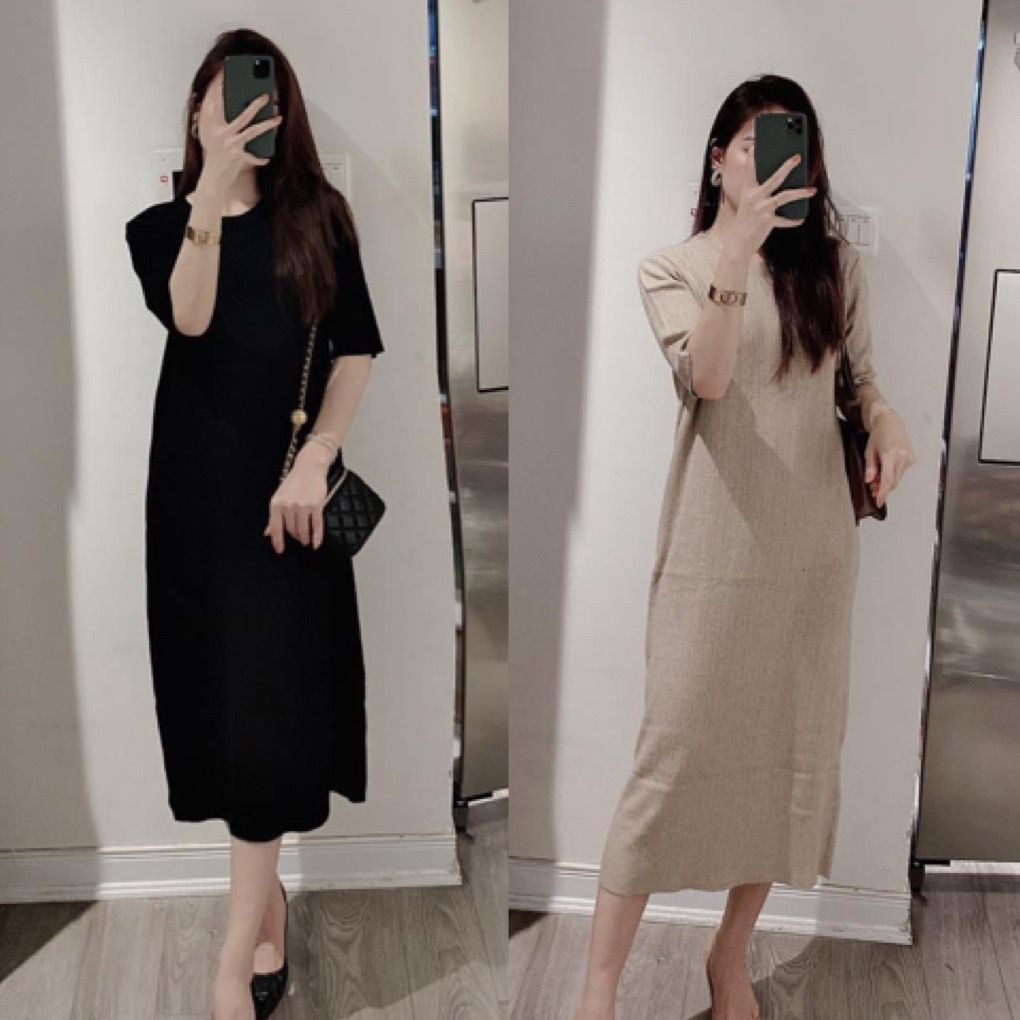 Váy len tăm body cổ lọ dáng dài không lỗi mốt | Shopee Việt Nam