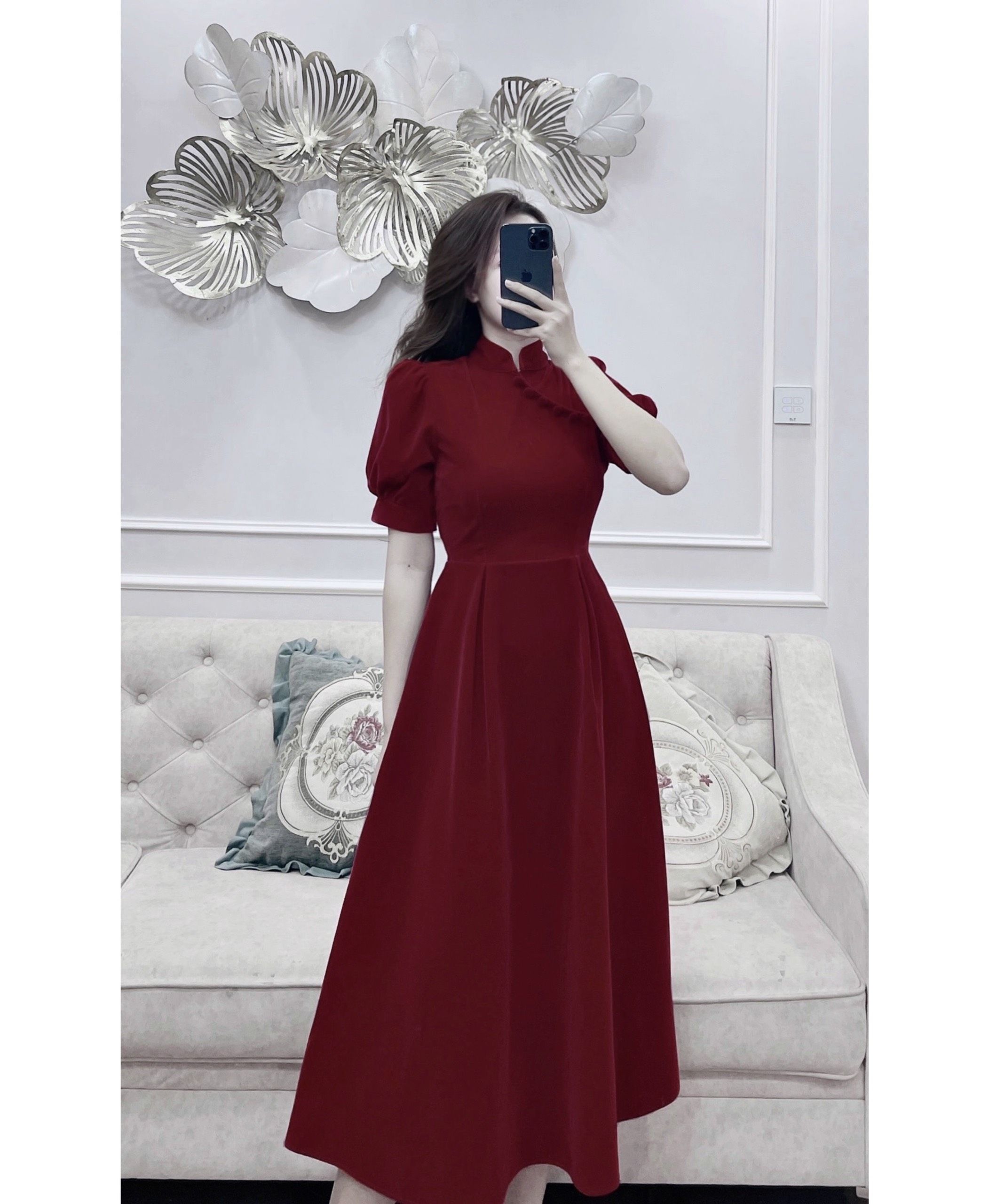 Đầm đỏ dự tiệc dáng xòe HL17-31 | Thời trang công sở K&K Fashion