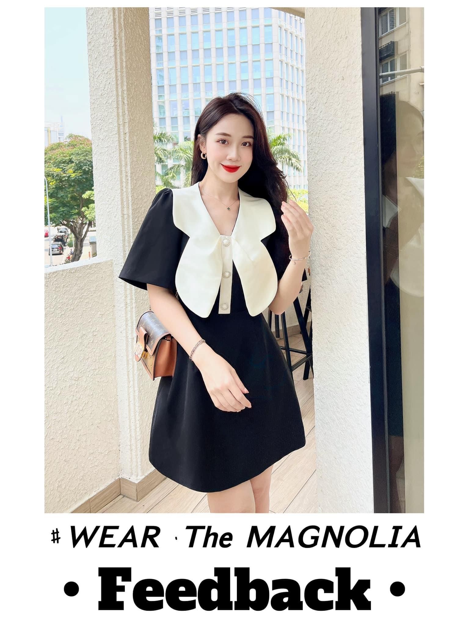 Váy công sở thanh lịch đen cổ sơ mi phối tay dài trắng | Shopee Việt Nam