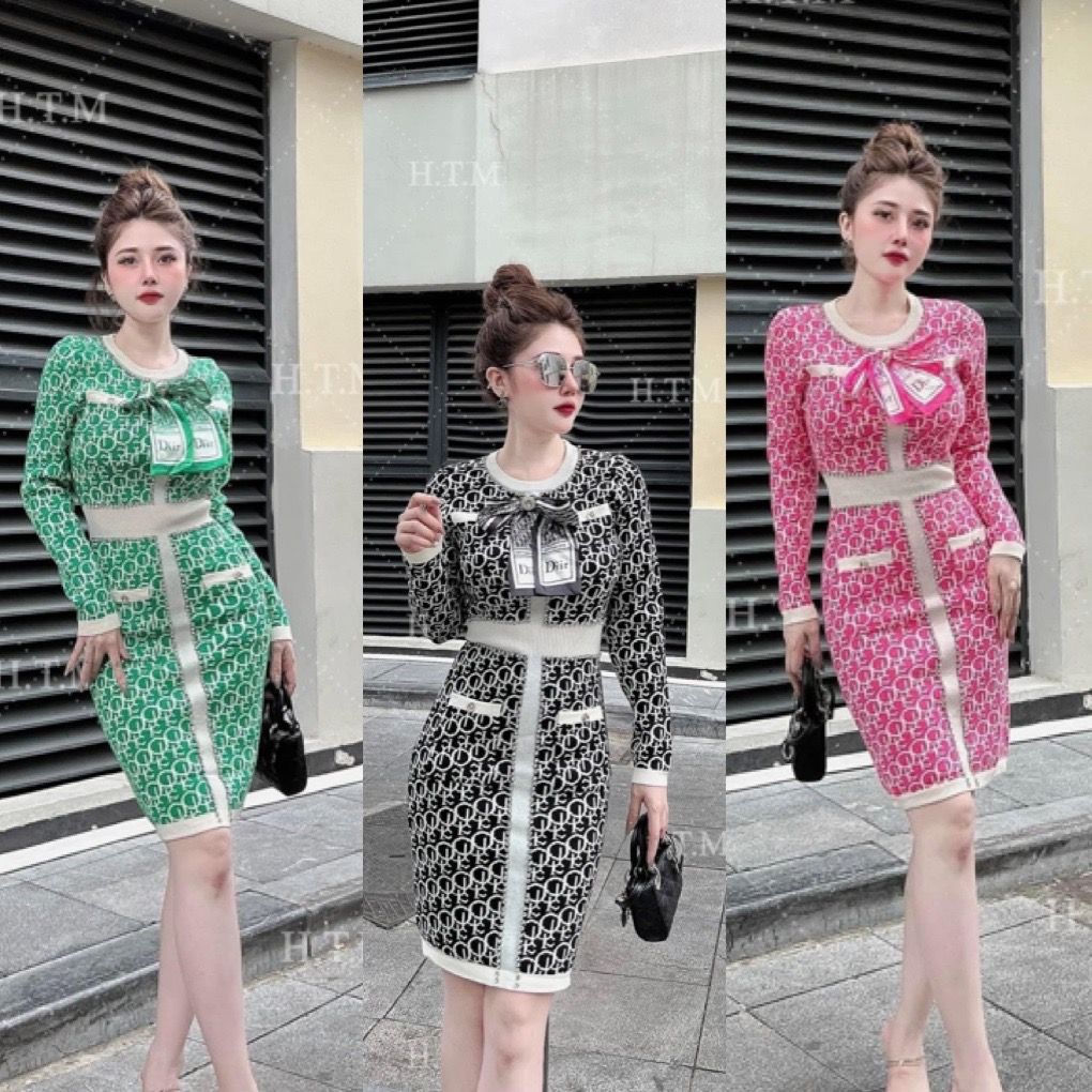 có sỉ ] Váy len body cổ 3p tay bồng hàng Quảng Châu loại 1 dài, váy len  body dài 102cm ( ảnh +video độc quyền) | Shopee Việt Nam