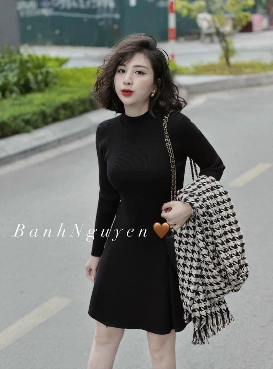 Váy len ôm body cao cấp dài qua gối, cổ lọ/cổ tim sang chảnh tôn dáng đen/trắng/xám/đỏ  | Shopee Việt Nam