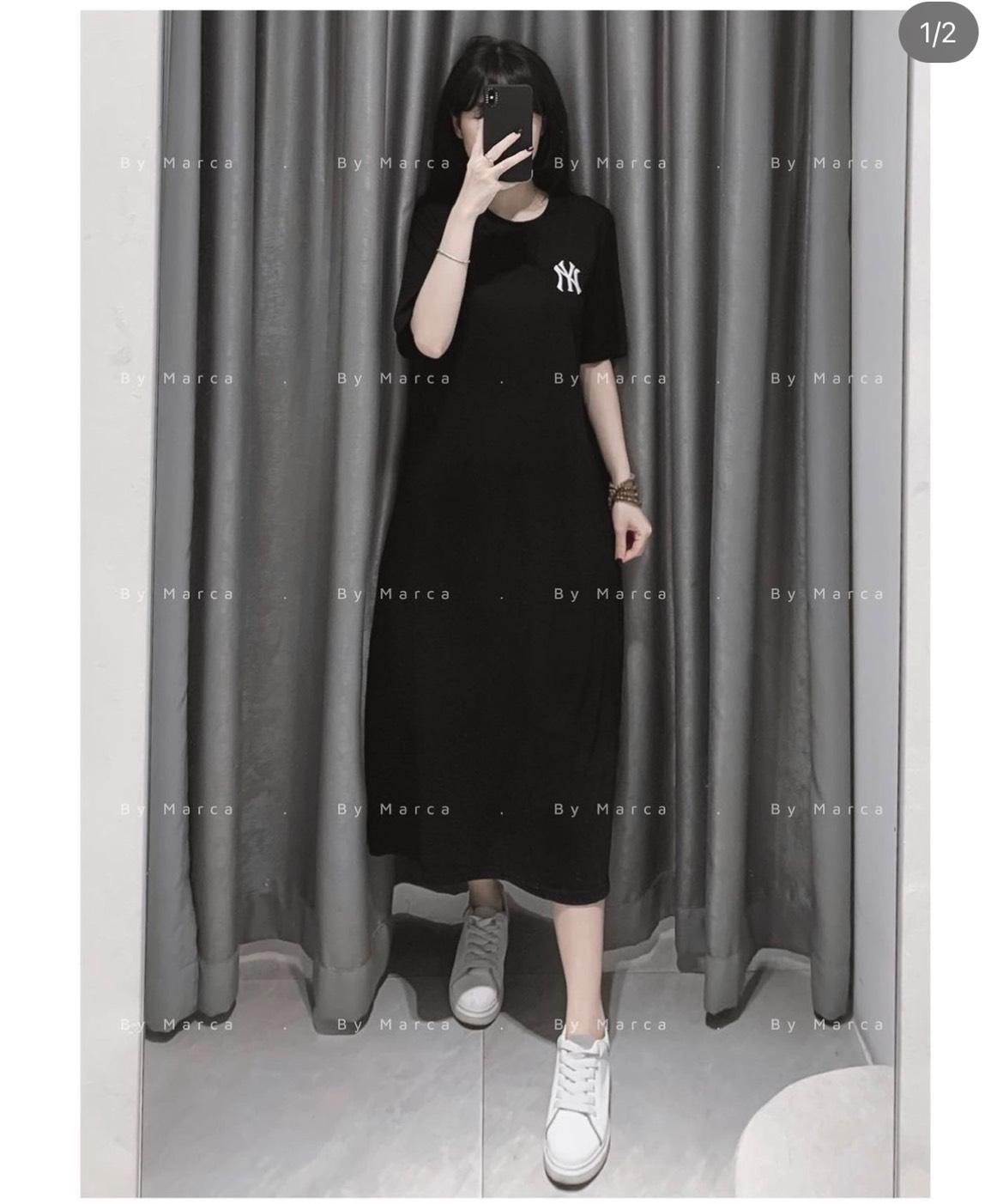 Đầm suông tay phồng eo phối dây nơ KK109-15 | Thời trang công sở K&K Fashion
