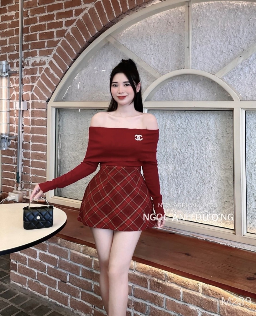 Set nữ - Set 2 món gồm áo dạ tay cộc đính cúc ngọc mix kèm chân váy chữ A  siêu đẹp - Set váy dạ hot hit | Shopee Việt Nam