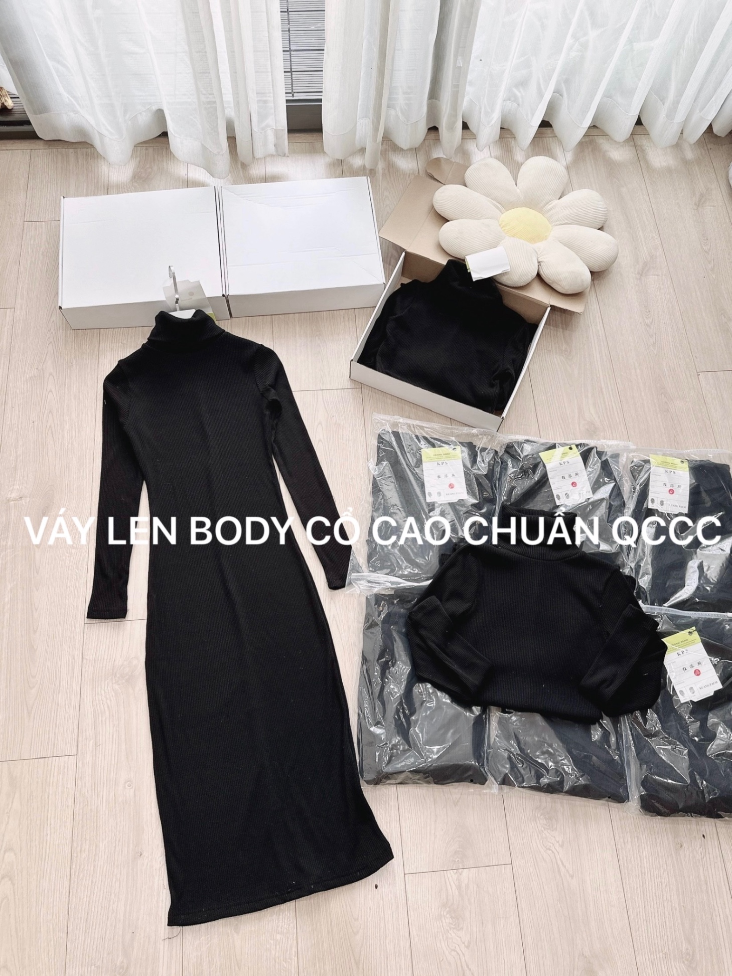 Váy len tăm cổ cao - Váy body tay lỡ Rosara SP54 | Shopee Việt Nam
