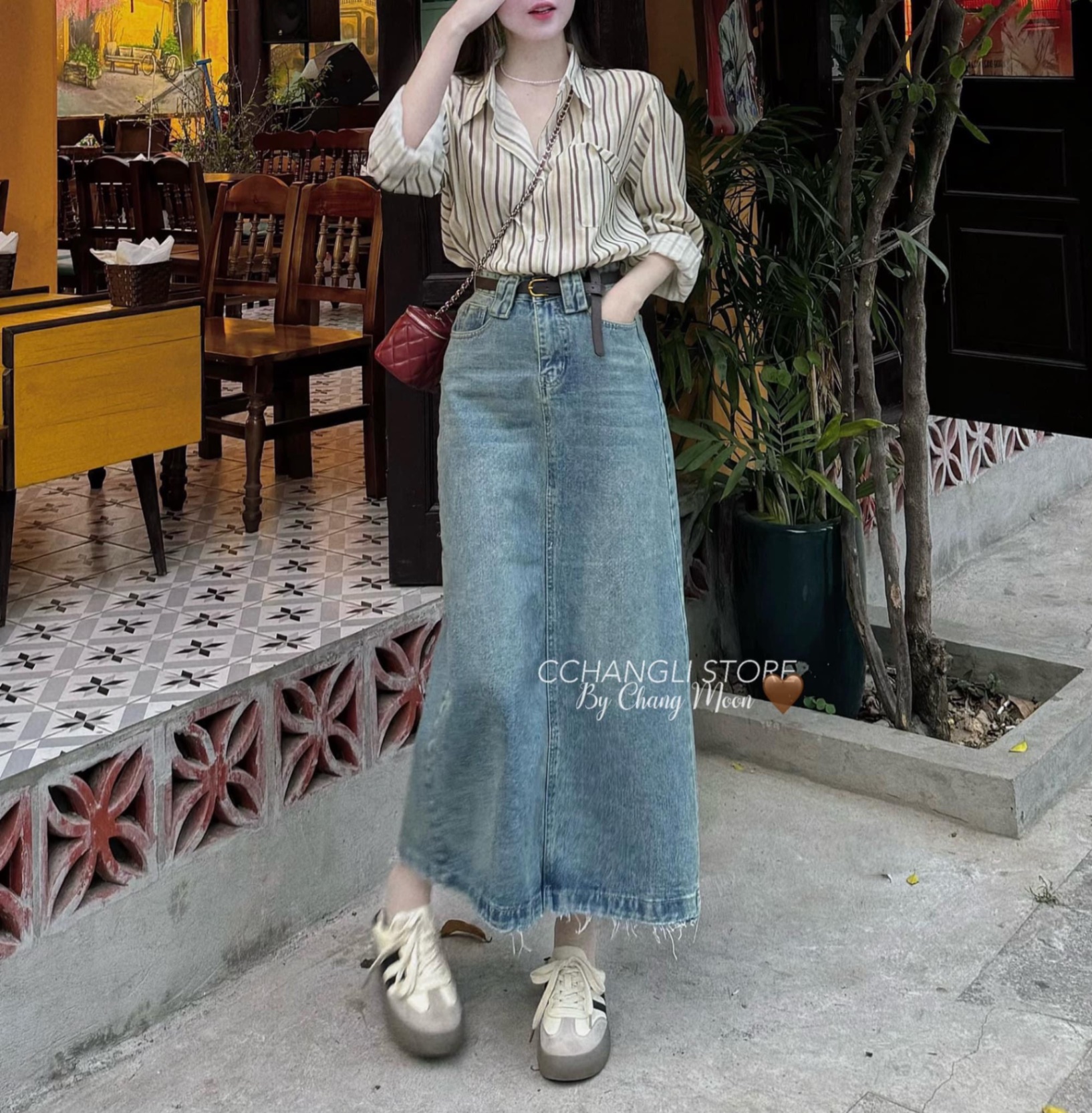 ORDER] Váy bò nữ xẻ tà sau chân váy bò chữ A dài cho nữ | Shopee Việt Nam