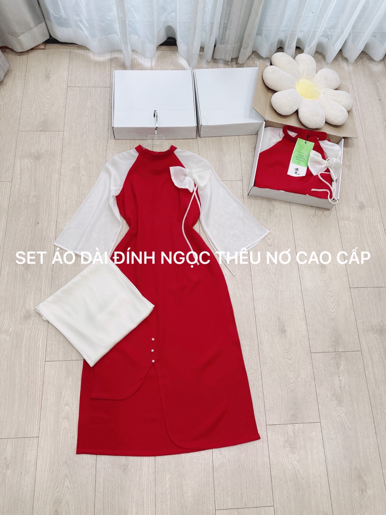 ÁO DÀI NHƯ Ý ĐÍNH NGỌC PHỐI NƠ