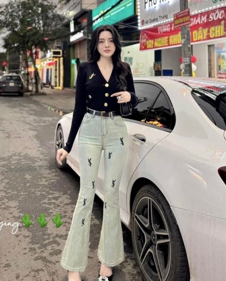 QUẦN JEAN LOE MÀI THÊU YSL NỮ m355