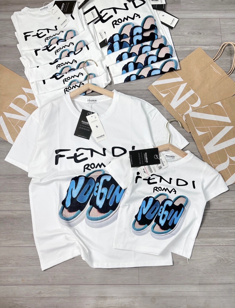 ÁO ĐÔI GIA ĐÌNH MÀU TRẮNG FENDI