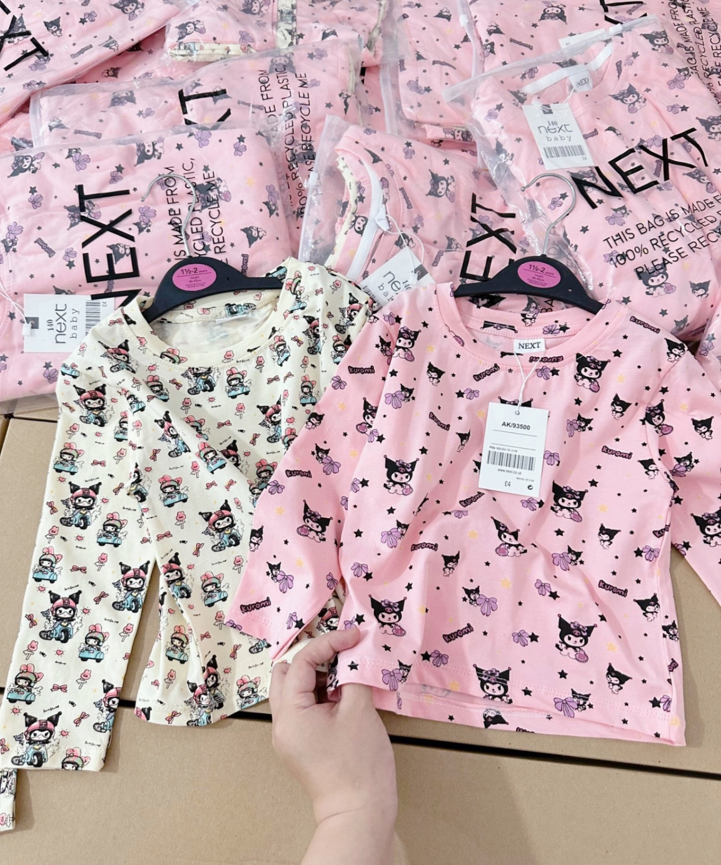 SÉT 2 BỘ COTTON HÌNH KUROMI HỒNG BE DT