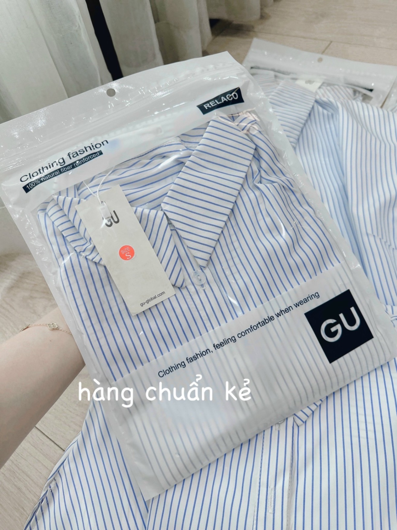 ÁO SƠ MI GU KẺ XANH BUỘC NƠ LÊCHJ