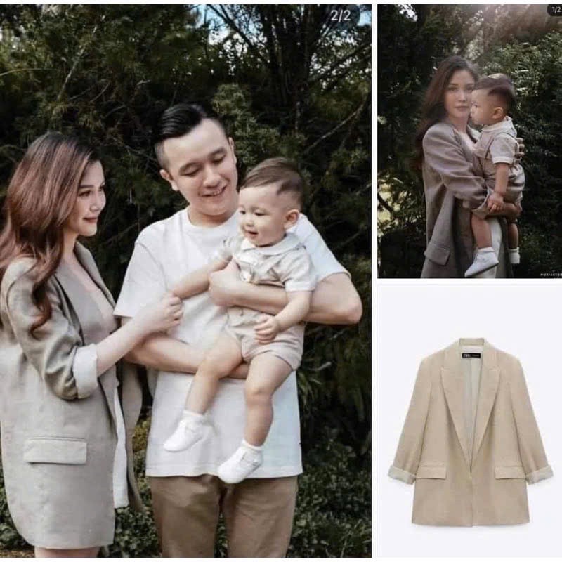 ÁO BLAZER PHỐI TAY KẺ ÉP MÙNG