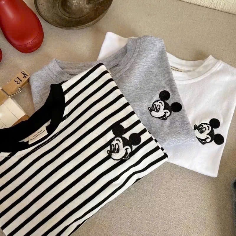 SÉT 3 ÁO COTTON HÌNH MICKY ĐEN TRẮNG KẺ CHO BÉ