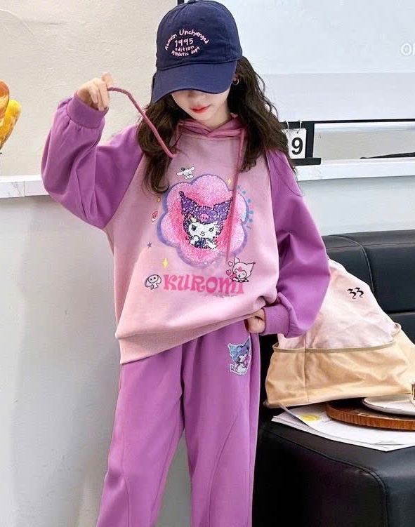 BỘ HODIE MŨ KUROMI PHỐI HỒNG BG