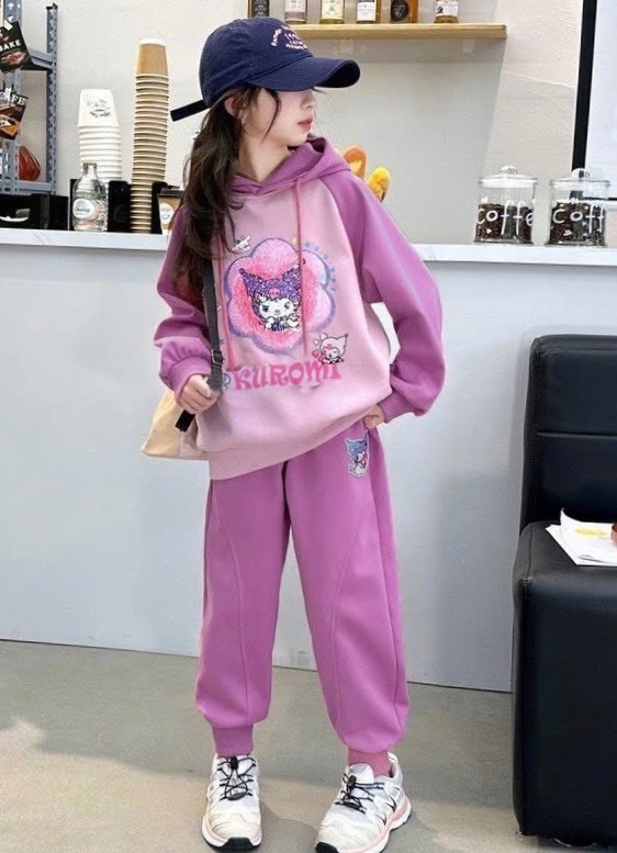 BỘ HODIE MŨ KUROMI PHỐI HỒNG BG