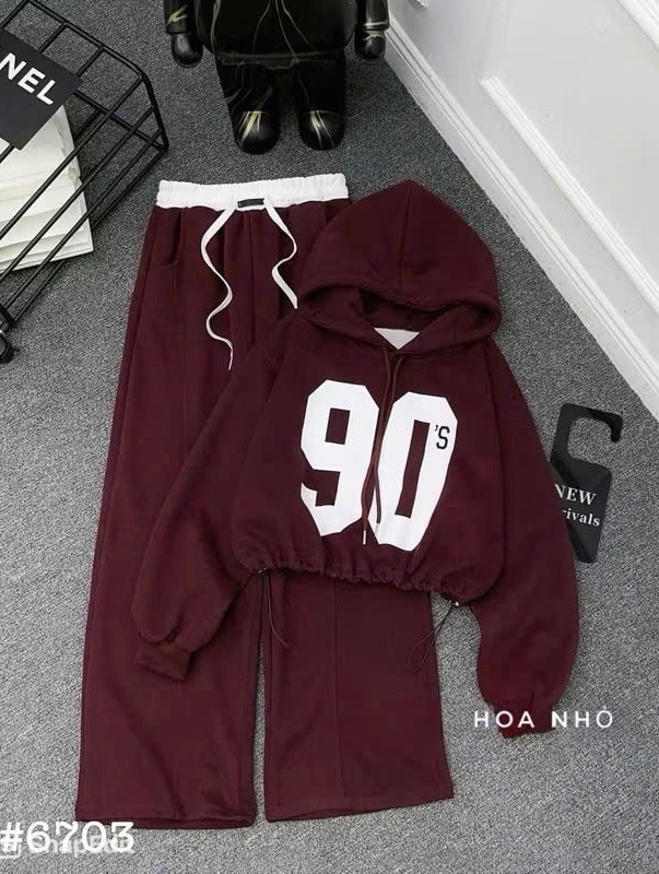 BỘ HODIE MŨ PHỐI CẠP SỐ 09 ĐỎ GHI