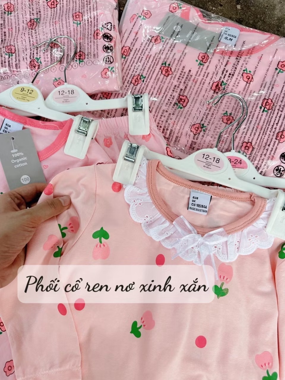 XẢ KHO SÉT 3 BỘ COTTON CHERY PHỐI REN BG