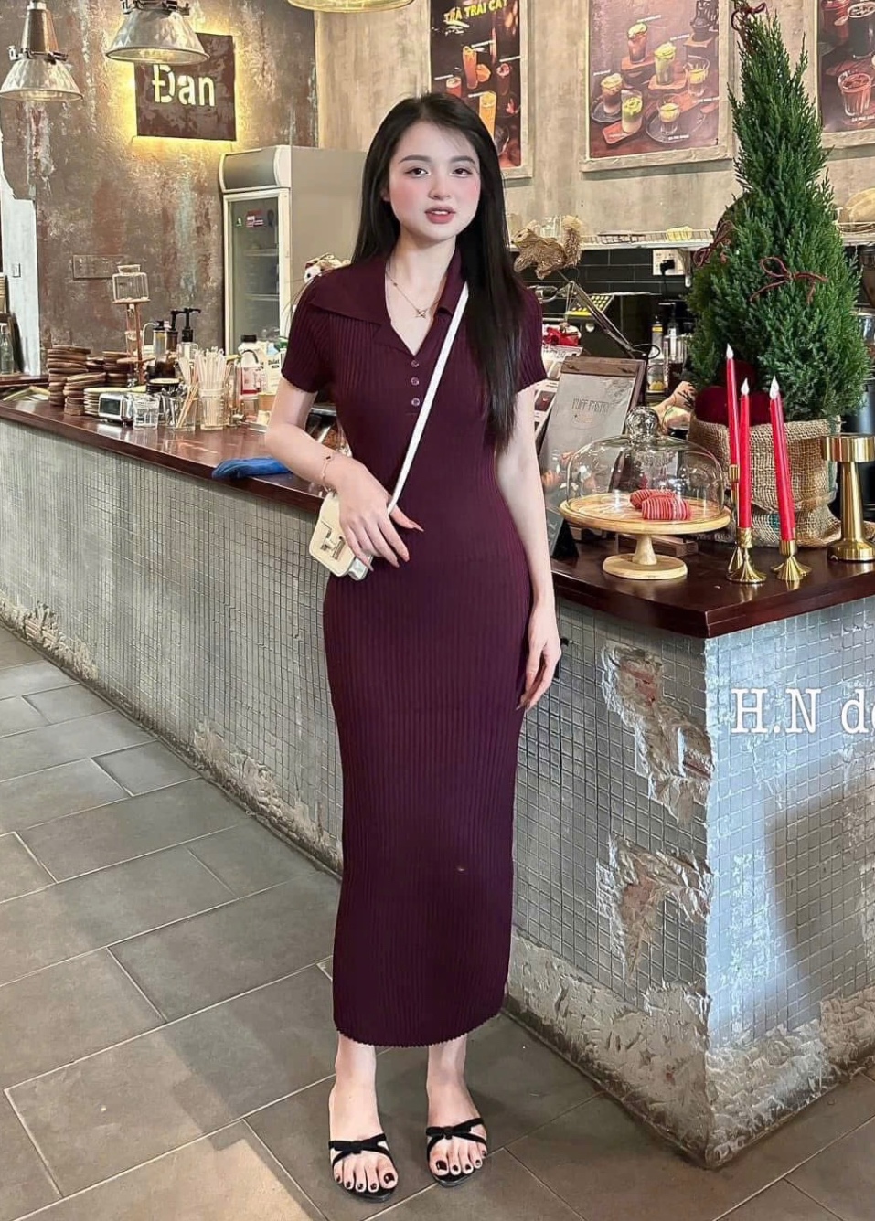 VÁY LEN POLO ZRF QC MÀU ĐỎ ĐÔ LIKE AU