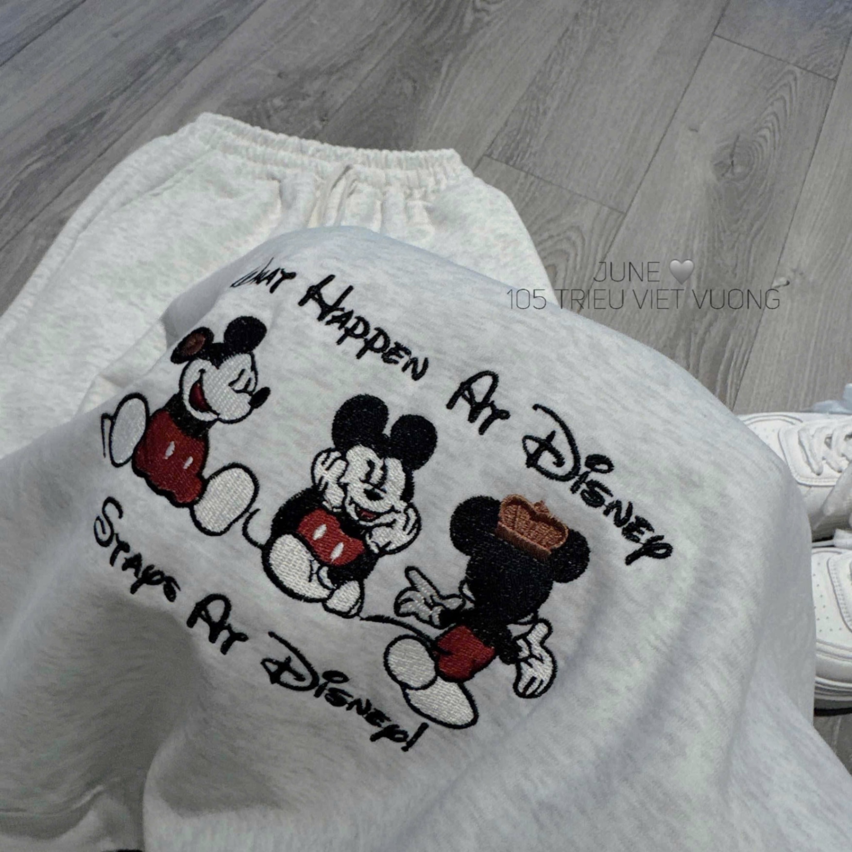 BỘ NỈ XÁM THÊU MICKY DISNEY