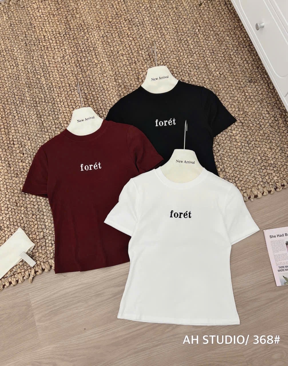 SET 3 ÁO PULL CỘC THÊU CHỮ FORET