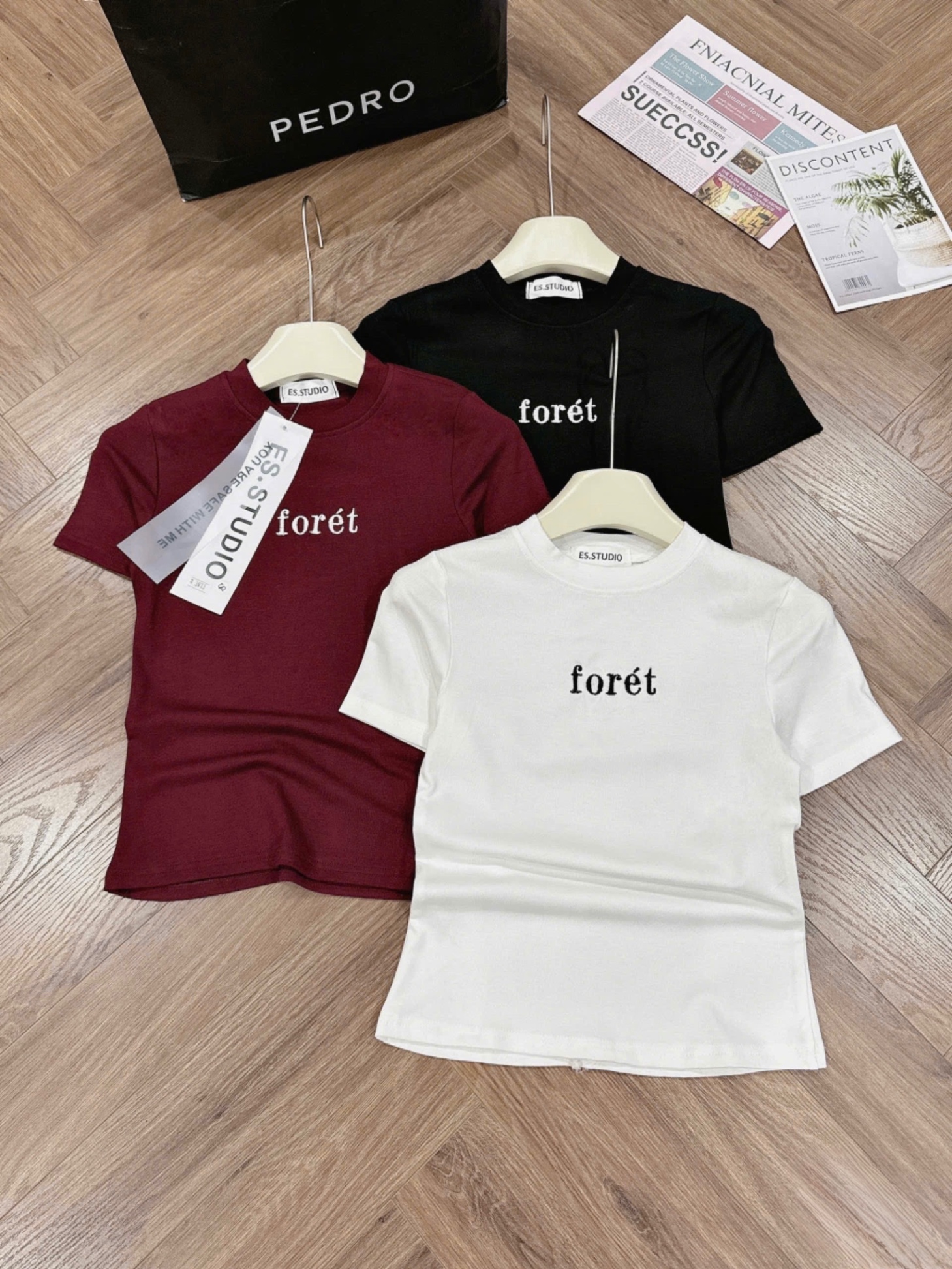 SET 3 ÁO PULL CỘC THÊU CHỮ FORET