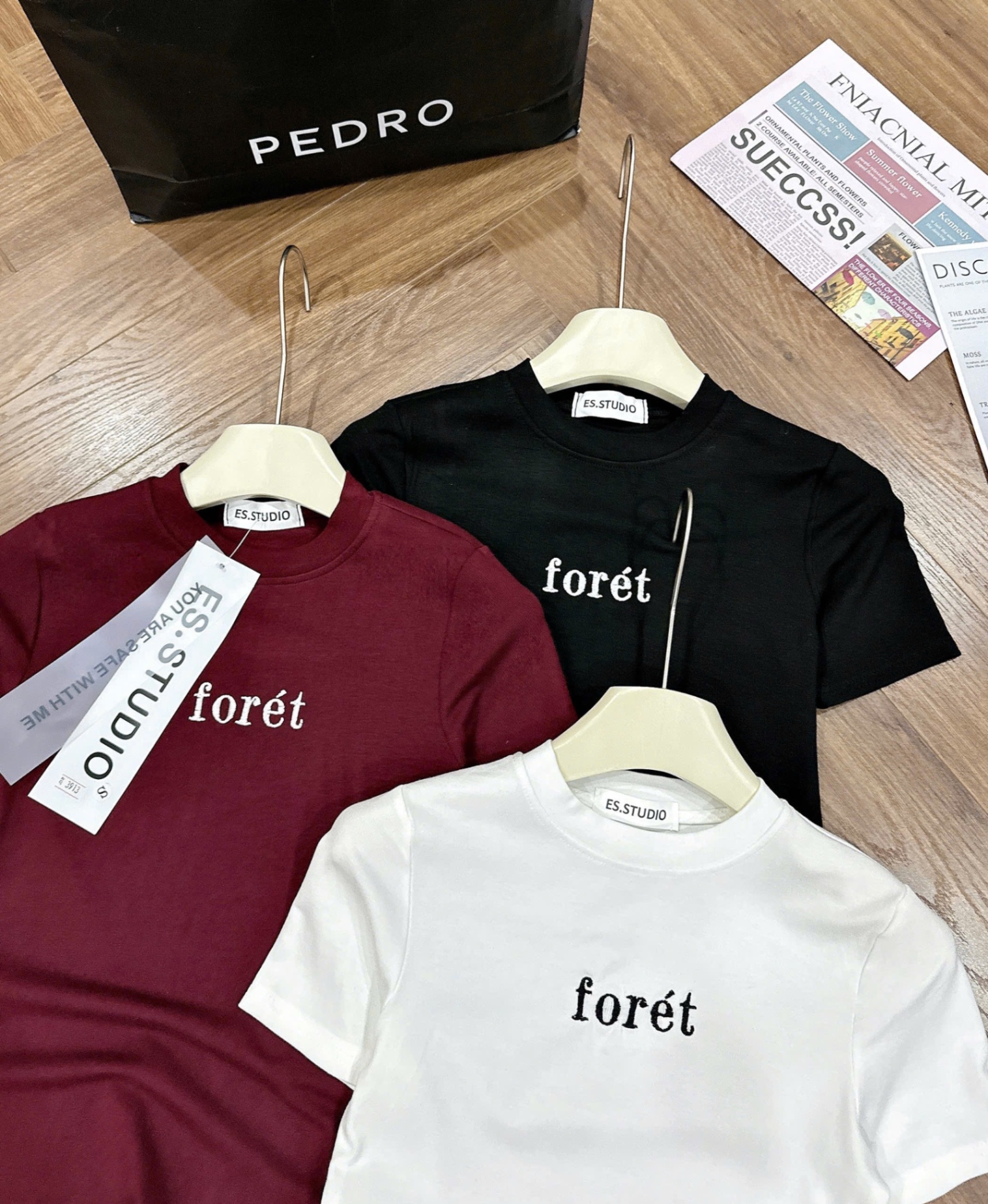 SET 3 ÁO PULL CỘC THÊU CHỮ FORET