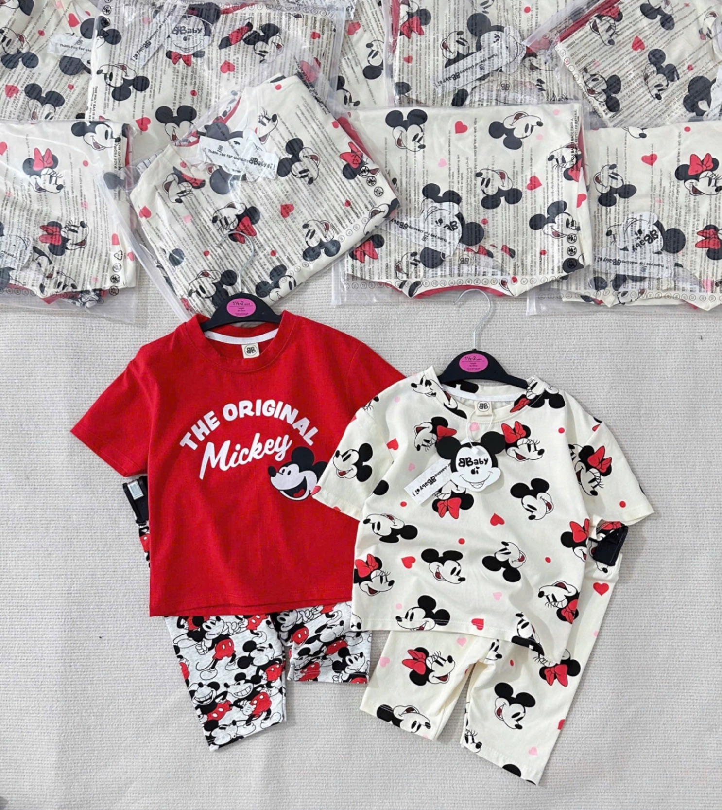 SET 2 BỘ ĐÙI MICKY BE ĐỎ BG