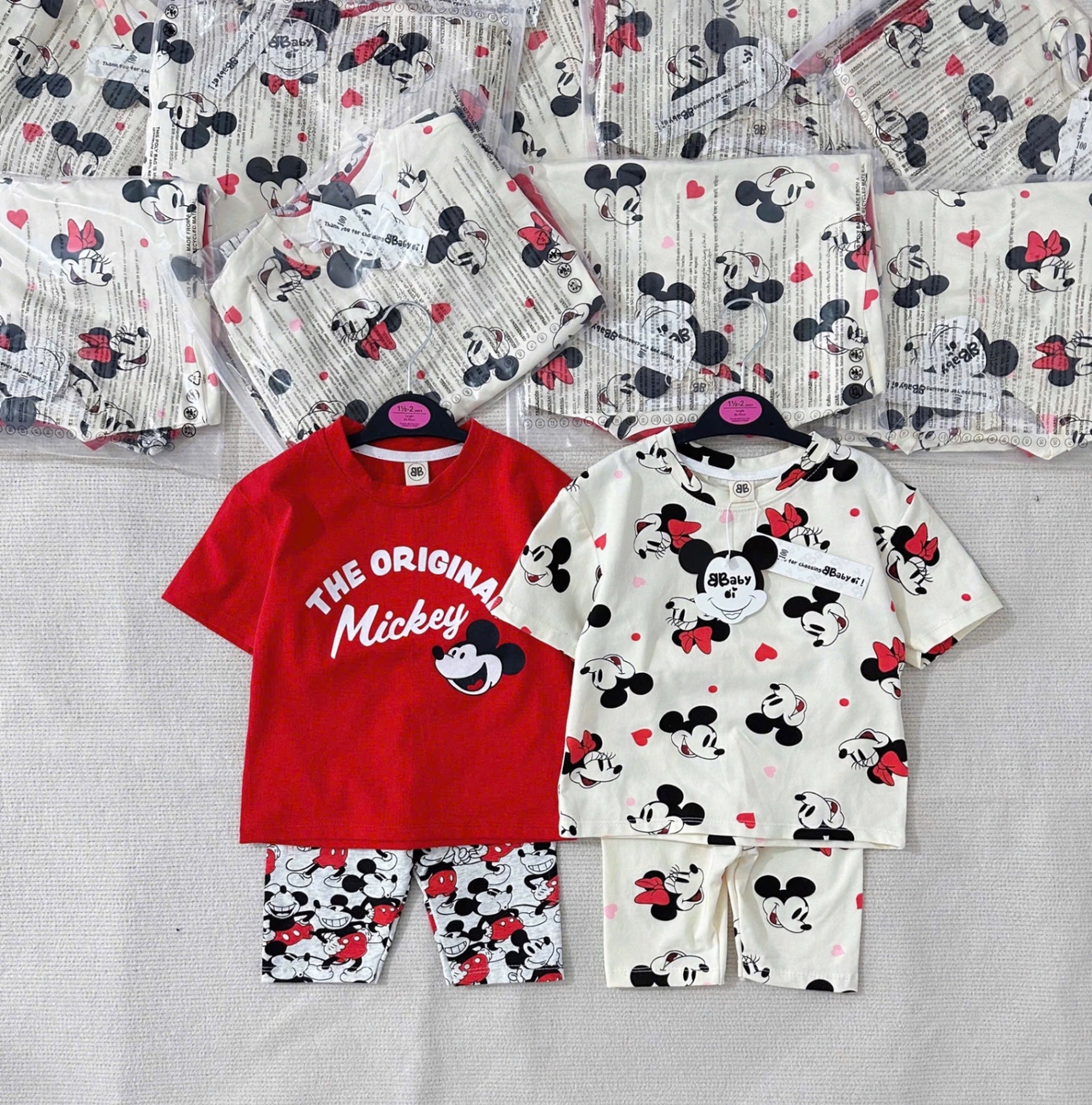 SET 2 BỘ ĐÙI MICKY BE ĐỎ BG