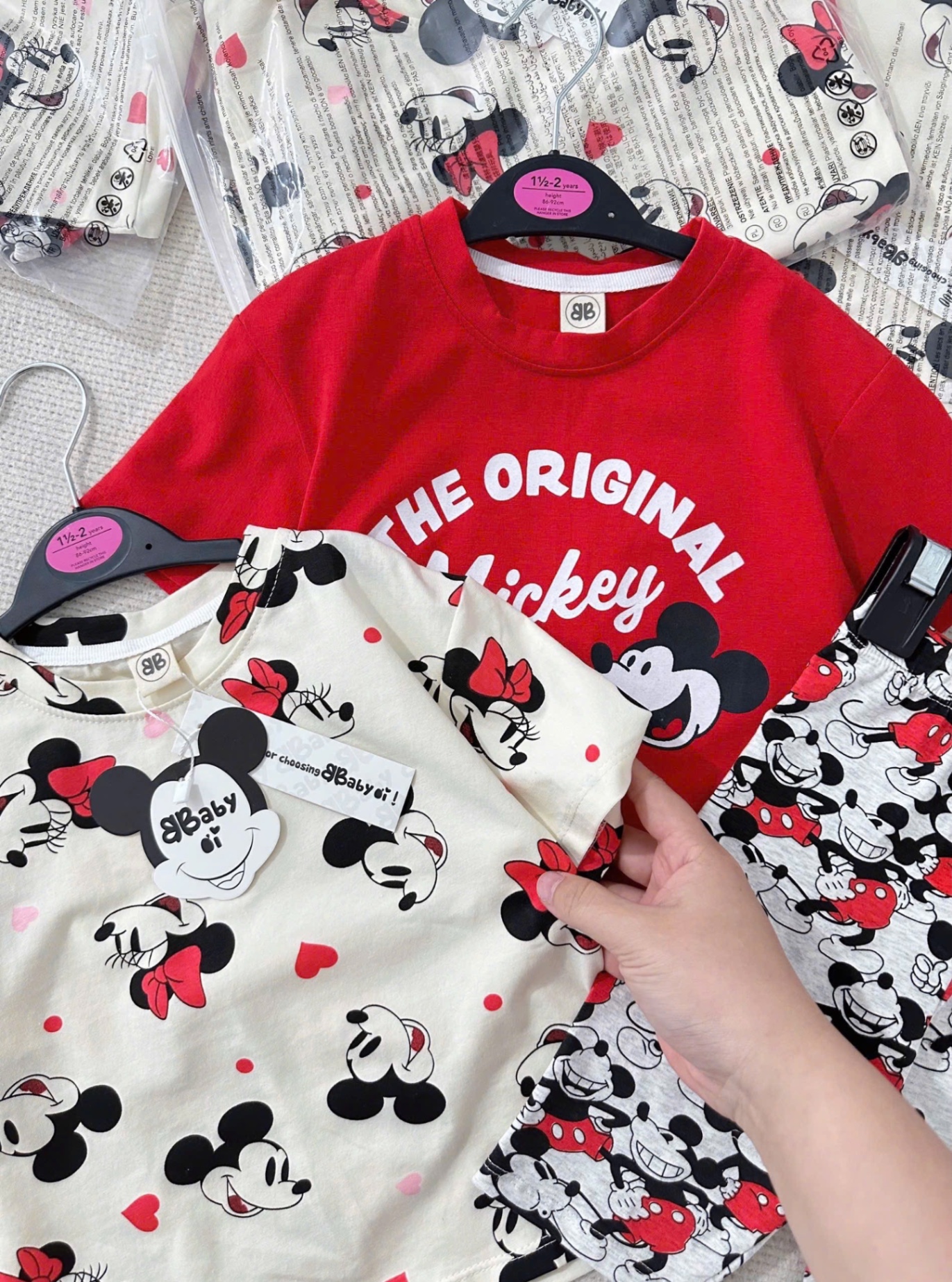 SET 2 BỘ ĐÙI MICKY BE ĐỎ BG