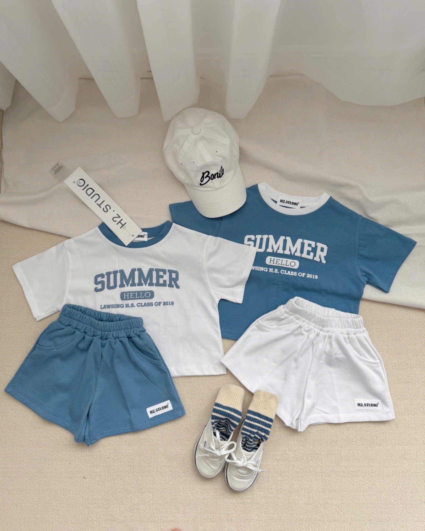 SET 2 BỘ ĐÙI CỘC SUMMER XANH TRẮNG BT