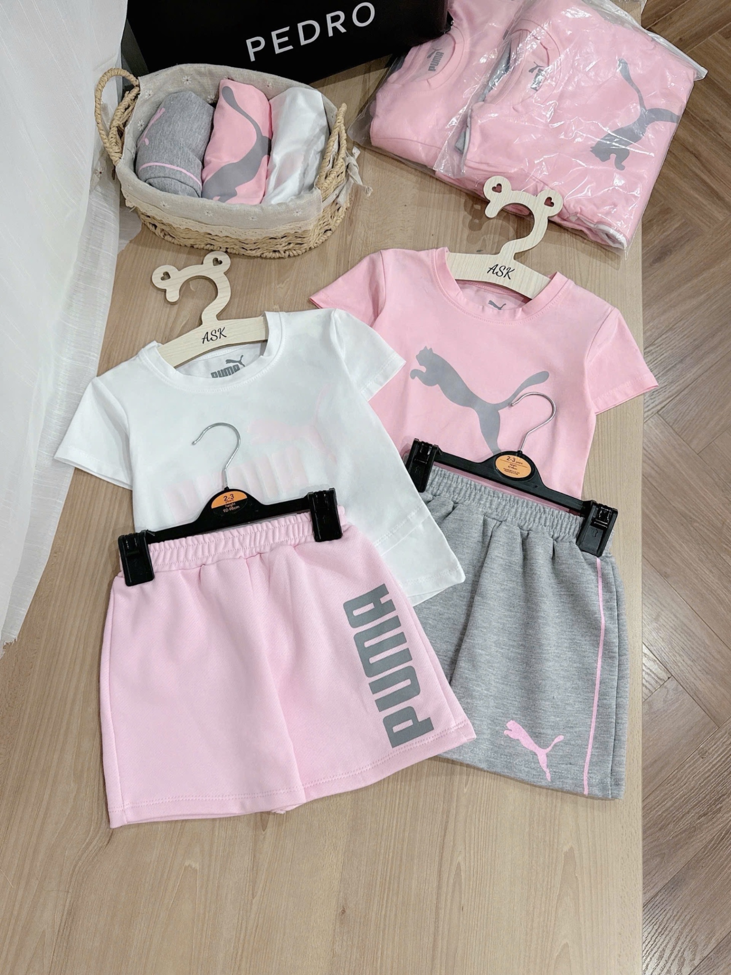 SET 2 BỘ ĐÙI PUMA TRẮNG HỒNG BG