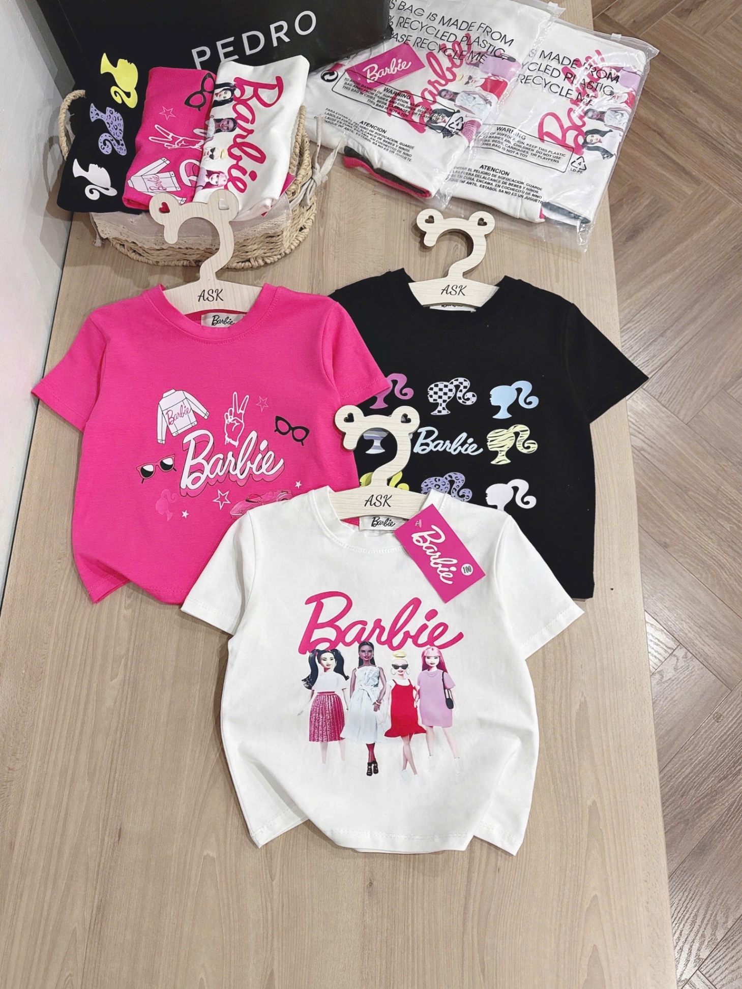 SET 3 ÁO BABIE CỔ TRÒN ĐEN TRẮNG HỒNG