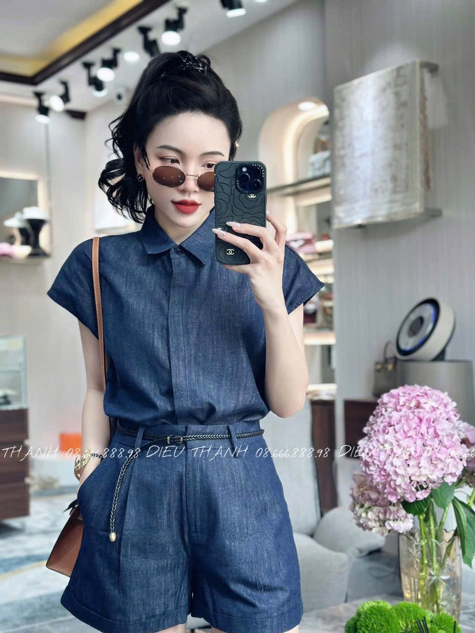 SÉT BÒ DENIM TAY LIỀN MÀU XANH