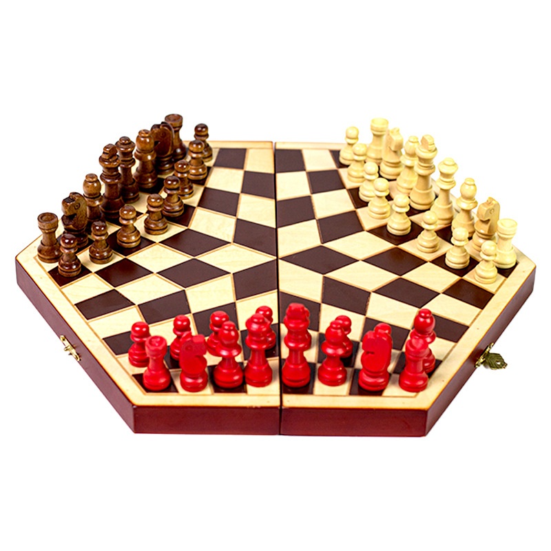 Bộ cờ vua tam quốc - Cờ vua gỗ cao cấp dành cho 3 người chơi mẫu mới - Three King Chess